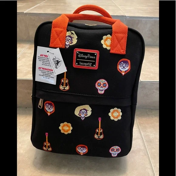 Disney Parks Loungefly Coco Miguel Hector Sugar Skull Canvas Backpack NEW w/ Tag ?Loungefly Disney Coco 5th Anniversay Mini Backpack - New  main image 2